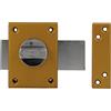 Amig - Serratura da Sovrapposizione con Leva di Chiusura e Stampellino Interno per Porte in Legno Mod. 85 | 85 x 65 mm | Chiavistello con Cilindro Rotondo di Sicurezza | Acciaio Smaltato Oro