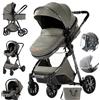 MoLi 3 in 1 Sistemi Modulari Passeggini Compatti Sistema da Viaggio per Bambini Reclinabile Passeggino Standard Pieghevole Carrozzine Portatile Passeggino Neonato 0-36 Mesi (225 Deep Grey)