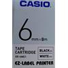 CASIO XR-6WE1, 1 rotolo di etichette autoadesive (0,6 cm x 8 m), nero su bianco