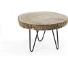 GICOS IMPORT EXPORT SRL Tavolo tavolino tondo paulonia piano in legno gambe in metallo nero 29 * 19 cm salotto giardino GDO-796029