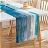 MAIXUN Runner Da Tavolo Moderno In Lino Blu Turchese Decorazione Della Sala Del Salone Di Casa Tovaglia Rettangolari Con Stile Rustico Vintage Per Compleanni Matrimoni Feste Vacanze Primavera