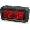 EUTUKEY Sveglia da comodino digitale, sveglia digitale a batteria, Display digitale a led rosso da 1,2, 4 Batterie AA Possono Durare più di 1 Anno, Essere Appesa al Muro, Adatta Bambina, Bambini (Nero)