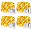 Vacoulery Luci Led a Batteria, 5M 50 LEDs 8 Modalità Lucine led Decorative IP65 Impermeabile con Telecomando, Timer e Dimmer per Interni e Esterni, Natale, Feste, Camera (4 Pezzi, Bianco Caldo)