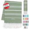 LeStoff Il tradizionale telo da spiaggia, asciugamano da sauna, asciugamano da doccia, spa, sport, yoga, viaggi, 100% cotone biologico, sostenibile, naturale, morbido e prelavato (95 x 180 cm, oliva)
