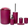 Icegrey Design Moderno 6 Pezzi Set Di Accessori Per Il Bagno Bottiglie Per Lozione, Portaspazzolino, Boccale Per Denti, Portasapone, Scopino Per WC, Pattumiera Viola