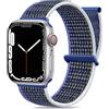 Maledan Nylon Sport Cinturino for Apple Watch 38-49mm, Regolabile Band Compatible with iWatch Series 9 8 7 6 5 4 3 2 1 SE, Blu Tempesta