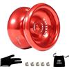 Yomega Maverick - Professional Aluminum Metal Yoyo for Kids and Beginners with C Size Ball Bearing for Advanced yo yo Tricks and Responsive Return + Extra 2 Strings & 3 Month Warranty (Red)
