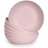 PracticDomus Set di 6 piatti in plastica dura riutilizzabili e infrangibili per feste ed eventi. Classic Rosa (fondi 19 cm)