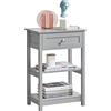 SoBuy Comodino Comodino Piccolo Tavolino Da Divano Grigio Con Cassetto FBT46-HG
