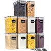 GoMaihe Set di 10 Contenitori Ermetici per Alimenti in Plastica da 1,6L con Coperchio, Senza BPA - Barattoli da Cucina per Pasta, Farina, Cereali, Nero