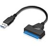 EasyULT Adattatore USB 3.0 a SATA, Convertitore e Cavo Esterno USB 3.0 a SATA per HDD SSD 2.5 Pollici, Supporta Windows XP/Vista/7/8/10 e Mac OS ECC [Supporto UASP SATA III]