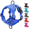 SMALLLEE_LUCKY_STORE Set di pettorina e guinzaglio per cani di piccola taglia e media taglia e gatti clip anteriore posteriore riflettente morbida rete regolabile Bulldog francese, blu, M