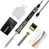 MINIWARE Kit Mini Saldatore Elettrico MINIWARE TS101, Temperatura Regolabile 50°C -400°C, Programmabile, USB Tipo-C, Display OLED, Alimentatore Caricatore USB, Nero
