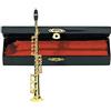 GEWA Strumento in miniatura - Sassofono soprano in ottone - Finitura lucidata dorata - Lunghezza ca. 15 cm - Strumento decorativo in astuccio - Idea regalo
