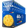 VARTA Batterie per apparecchi acustici tipo 10, 60 pezzi, giallo, pile Power on Demand, confezione economica, per amplificatore acustico, Made in Germany