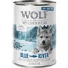Wolf of Wilderness Free-Range-Meat Crocchette e Alimenti umidi per cani - 6 x 400 g umido Junior Blue River - Pollo allevato all'aperto & Salmone