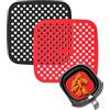 NK 2 Pezzi Tappetino Friggitrice ad Aria Riutilizzabili (Carta Forno Silicone) - AirFryer Liner, Antiaderente, Accessori per Friggitrice senza Olio, 1 Unità Rossa + 1 Nera (Quadrato, 21.2cm)
