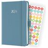 SIGEL J4400 Agenda settimanale Jolie 2024, certificazione FSC, 2 pagine = 1 settimana, copertina rigida con superficie in materiale tessile, circa A6, blu, 174 pagine
