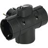 Electraline 55091 Adattatore Triplo 3 Prese Laterali, Spina Tedesca, Multipresa 3 Posti Schuko, Con Interruttore ON/OFF Nero