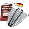 FAMEX 10355-15 - Set di chiavi combinate ad anello, con supporto per attrezzi, 15 pezzi, con 15, 16, 18 mm
