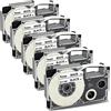 UniPlus 5x compatibile Casio XR-9WE XR-9WE1 9mm x 8m Cassetta nastro compatibile per Casio KL-60 KL-100 KL-120 KL-200 KL-300 KL-750 KL-780 KL-820 KL-2000 KL-7200 KL - 8100 CW-L300, Nero su bianco