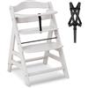 hauck Seggiolone Pappa in Legno Alpha+ - Seggiolone Evolutivo da 6 mesi fino a 90 kg - Sedia Evolutiva con Barra Frontale, Cintura Inguinale e a 5 Punti - Legno Certificato FSC® - Crema