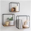 Kazai. Mensole da Muro Design -Jona- | Scaffale Metallo a 3 Parti con Impiallacciatura in Vero Legno | Decorazione della Parete, Libreria Scaffale, per Camera da Letto, Bagno, Cucina | Quercia