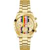 GUESS Orologio al quarzo da donna in acciaio inox con cinturino, Colore oro/Oro/Champagne/Arcobaleno, Bracciale