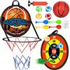 Harxin 2 in 1 Canestro Basket per Bambini, Freccette per Bambini, Sport Pieghevoli e Giocattoli da Gioco All'Aperto, con Divertente Giocattolo da Basket, Palla Morbida, Pompa, Palle Adesive e Freccette