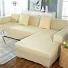 Yidaxing Copridivano con Penisola Elasticizzato, Copridivano Angolare Chaise Longue Sofa Cover Componibile a Forma di L in Poliestere Tessuto(2 Posti+2 Posti, Beige)
