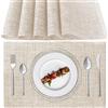 Poligono Tovagliette Americana Lavabili, Set di 6 Tovagliette Colazione in PVC, Antiscivolo, Resistenti al Calore, per Tavolo da Cucina (Beige)