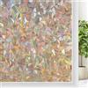 rabbitgoo Pellicola per Vetri Finestre 90x200cm, Pellicola Privacy Finestre 3D Arcobaleno Decorativa, Anti-UV e Controllo del Calore Pellicole Adesive per Casa, Cucina e Ufficio, Marrone Grigiastro