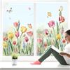 decalmile Adesivi per Finestra Fiori Tulipani Primavera Decalcomanie per Finestre Non Adesiva Vetro Pellicola Fiore Giardino Estate Adesivi Anti-Collisione Finestra Vetro Porte Bagno