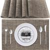 Poligono Tovagliette Americana Lavabili, Set di 6 Tovagliette Colazione in PVC, Antiscivolo, Resistenti al Calore, per Tavolo da Cucina (Marrone)