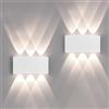 FUPE 2 Pack Lampada da Parete Esterno/Interno LED Applique da Esterni 12W 1200LM Up Down Lampada da Parete IP65 Impermeabile Moderno Lampade Muro Alluminio Bagliore su e giù (Bianco 4500K luce naturale)