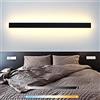 TZSMUM LED Dimmerabili Interno Lampada da Parete Lunga Striscia Applique da Parete 2700K-6000K Temperatura Colore e Luminosità Regolabili Luce da Parete Camera da Letto Soggiorno Corridoio (Nero,120CM 58W)