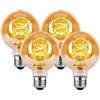 HUSTUNG Lampadine LED E27, Dimmerabile Lampadina LED 4W (Equivalente a 40W) G80 Edison Vintage Lampadina LED E27 Luce Calda 2700K - Ambra, Pacco da 4