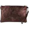 Girly Handbags Pochette da donna in pelle metallizzata italiana di serpente, bronzo, Small