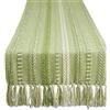 DII Runner da tavola, in cotone, verde antico, 15 x 72 (15 x 77, frangia inclusa)