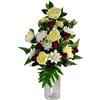 DRW Centro Fiori Artificiali per Cimitero Chiese Matrimonio Centro Fiori per i Santi Rosso Bianco e Beige (Jarron 65x40 cm)