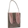 Dekohelden24 Borsa in Feltro/Sacchetto Regalo a Forma Beige con Orecchie di Coniglio Rosa, Dimensioni (Lunghezza x Larghezza x Altezza): Circa 9 x 20 x 23 cm, Filztasche