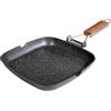 WECOOK! Ecochef Titanio Bistecchiera Liscia, Induzione, 28x28cm, Antiaderente QUANTANIUM Ecologico senza PFOA, Alluminio Fuso, 5mm di Spessore, Manico in Legno Pieghevole, Vitroceramica, Gas, 13028