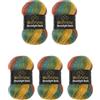 Wollbiene Moonlight Batik, 5 gomitoli di lana da 100 g, 500 g, per lavorare a maglia e all'uncinetto, 20% lana turca, colore sfumato (3050 verde ocra)