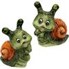 Dekohelden24 Lumaca decorativa in ceramica, set da 2 pezzi, decorazione da giardino, dimensioni ca. 8,3 x 4,6 x 8,3 cm, verde