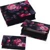 DRW Set di 3 scatole Libro in Velluto con Stampa Floreale con Colori Multipli 25 x 19 x 7 cm, Multicolore, estandar