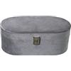 DRW Scatola portagioie ovale con specchio in velluto grigio 10x13x26 cm