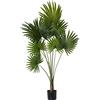 DRW Pianta artificiale di una palma con 8 foglie di PU in verde 160x25x25 cm