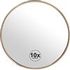DRW Specchio rotondo con ventose e 10 ingrandimento in metallo in oro 15 x 1,5 cm