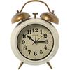 DRW Orologio da tavolo in metallo con allarme e secondi continui bianco e oro 14x7x21cm