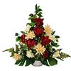 DRW Centro di Fiori Artificiali per Cimitero Chiese Matrimoni Centro Fiori per i Santi Rosso Arancione e Beige 75x55 cm